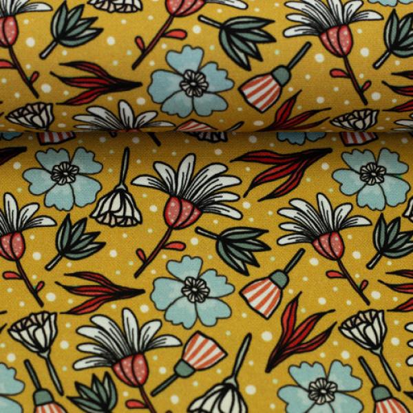 Canvas Garden Stories by Emjo Design Blumen auf Senf von Swafing